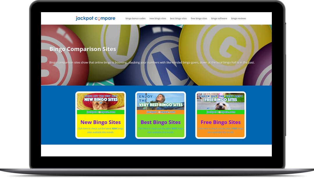 Jackpot Compare website displayed on a laptop