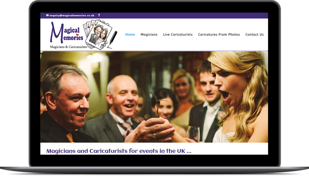 Magical Memories website displayed on a laptop