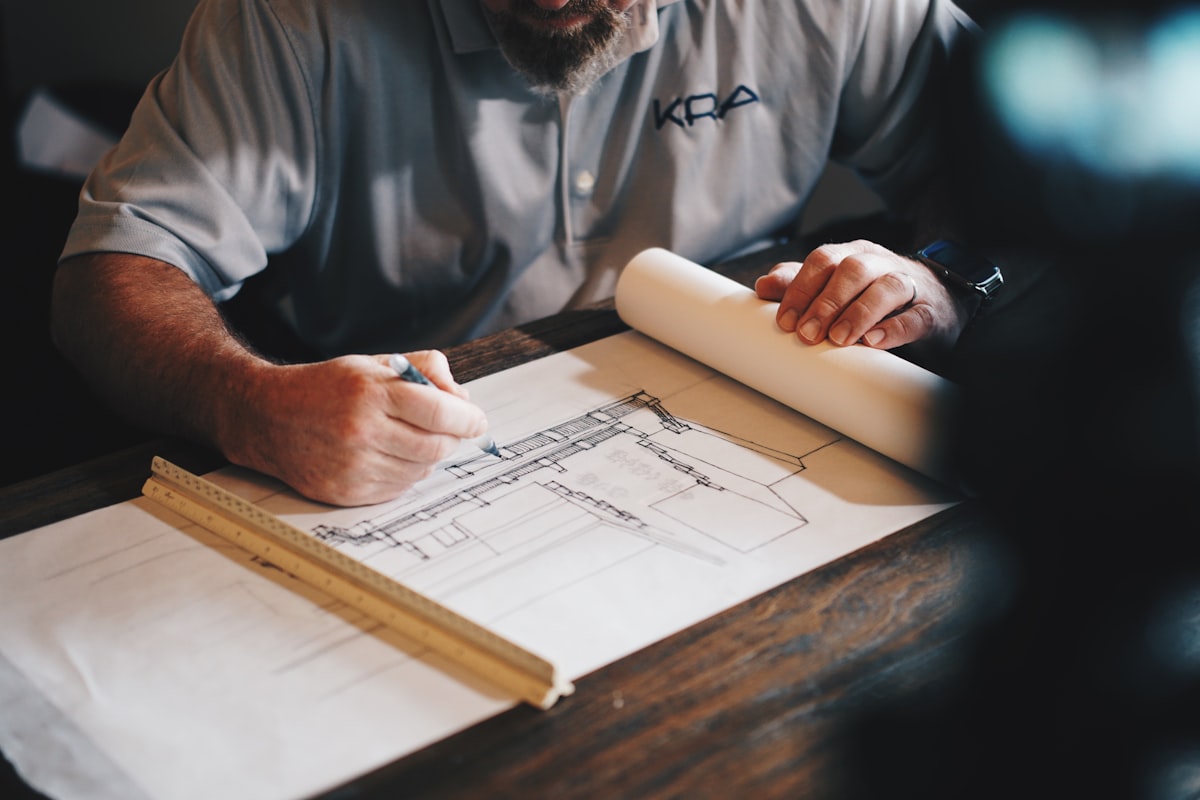 Plans being drawn for a construction project